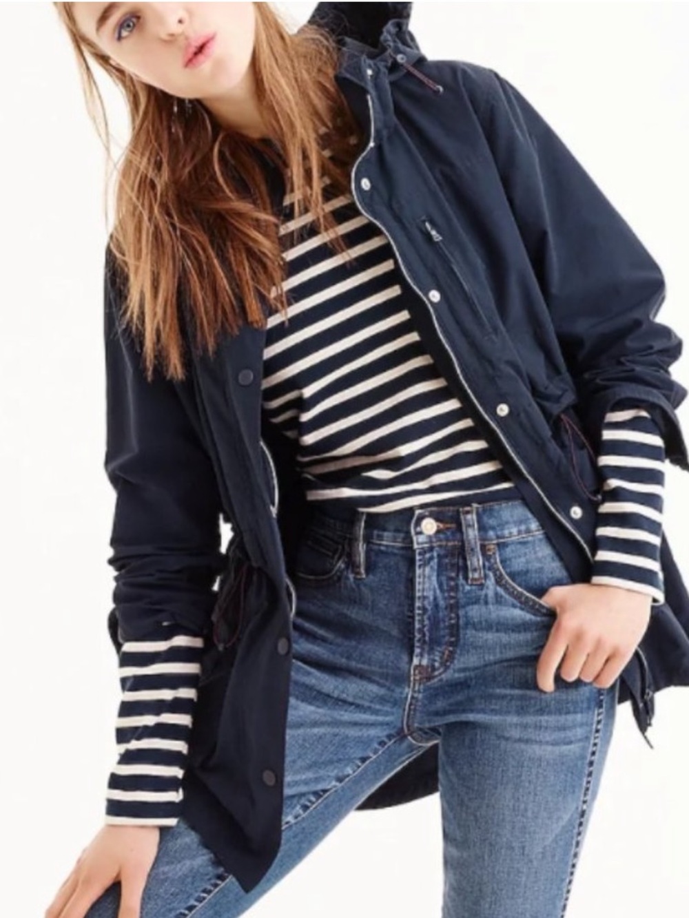 J. Crew Medium Perfect Lightweight Rain Coat Navy New No Tag.